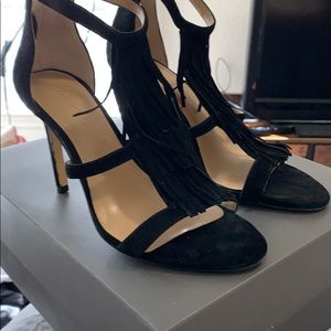 Black suede fringe sandal